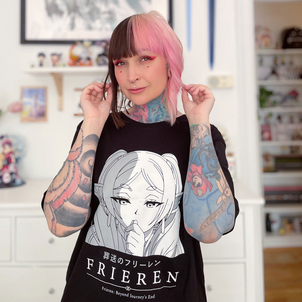 Character T-Shirt für Frieren Fans schwarz