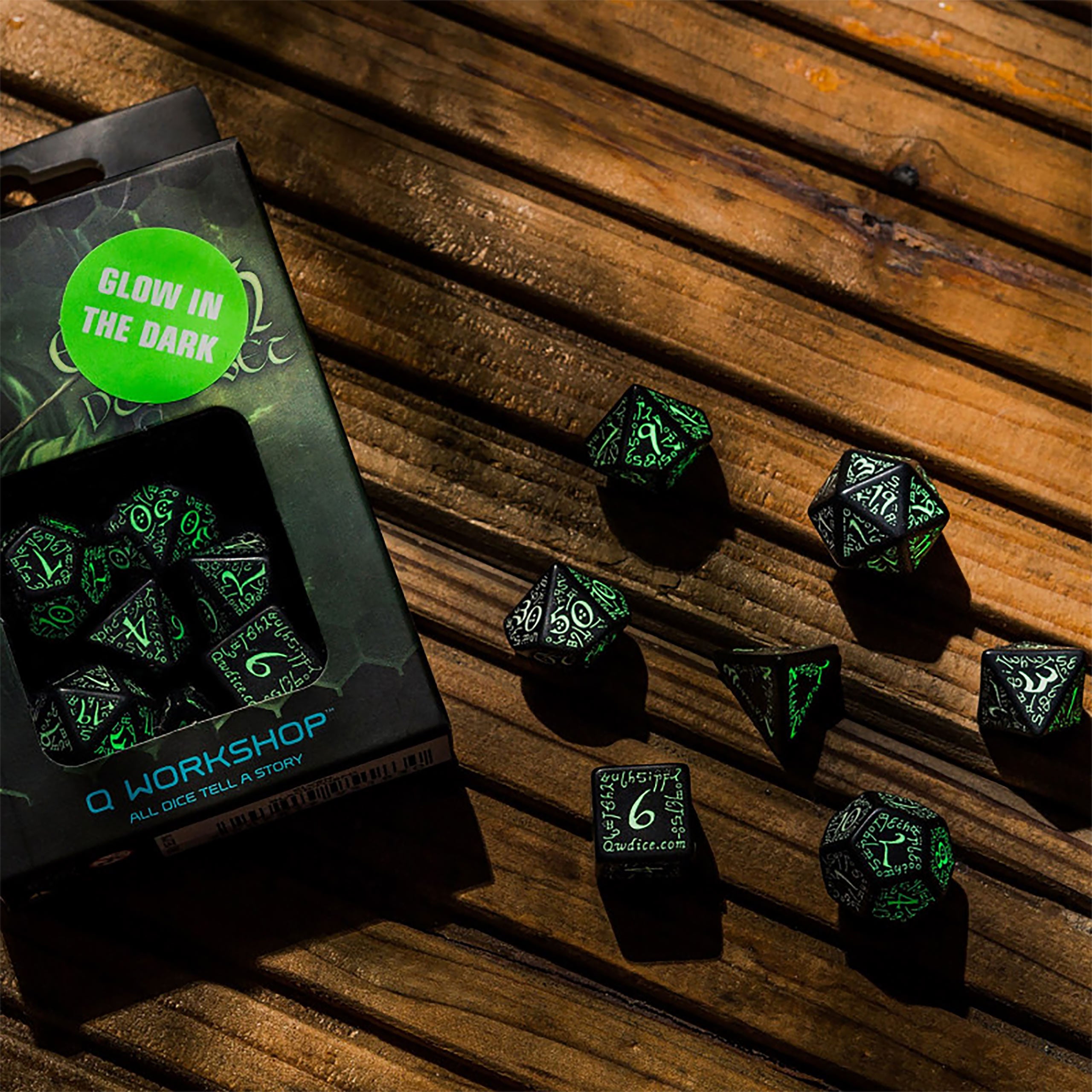 Produktbild Elvish RPG Würfel Set 7tlg Glow in The Dark Edition