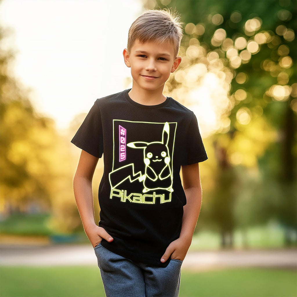 Pokemon - Pikachu Neon T-Shirt Kinder schwarz
