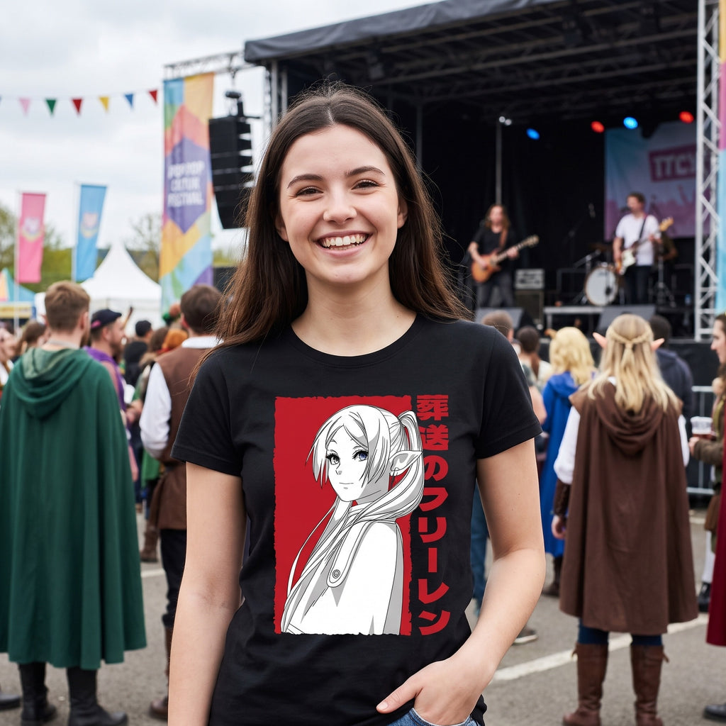 Elfenmagierin T-Shirt für Frieren Fans schwarz