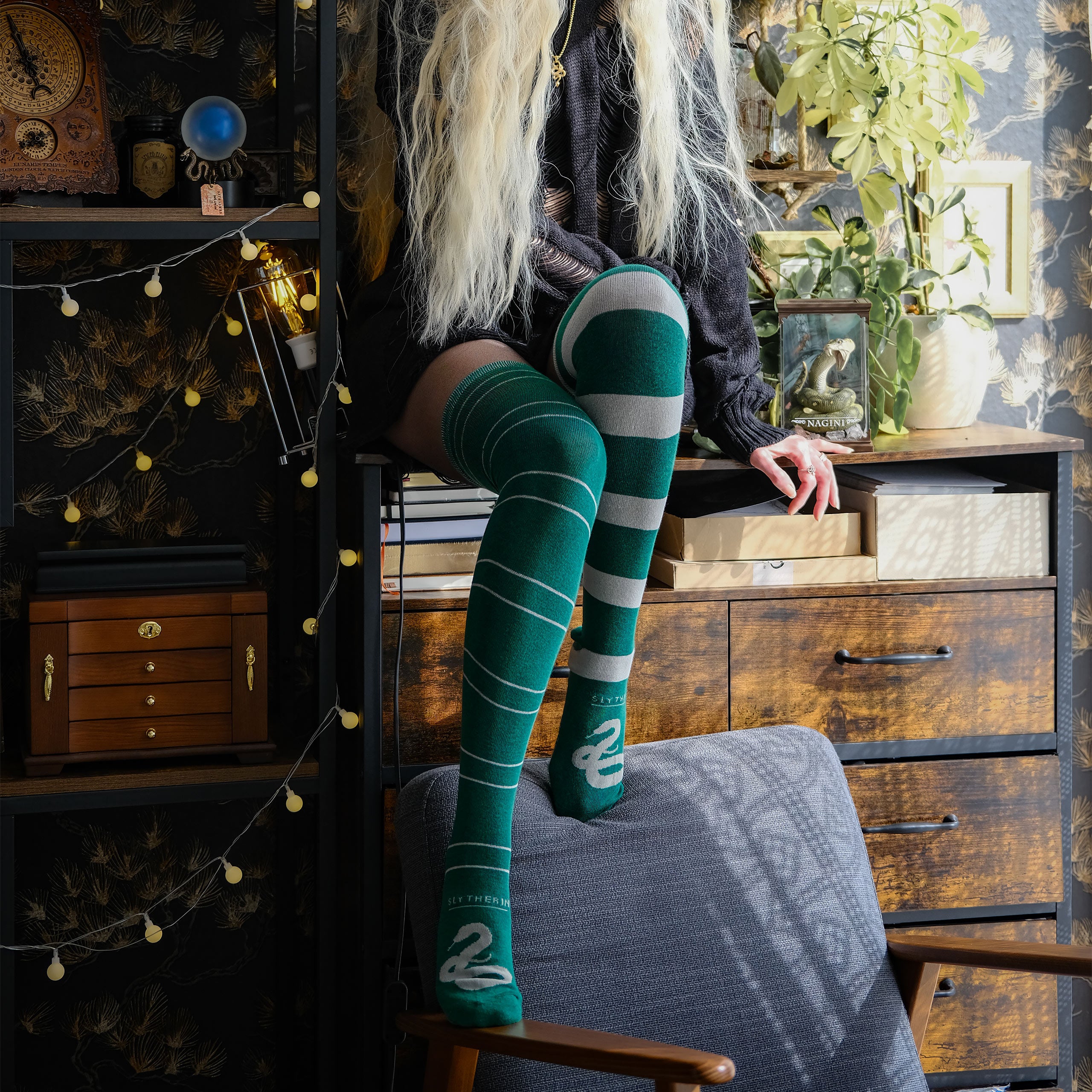 Produktbild Harry Potter - Slytherin Overknee Strümpfe 2er Set