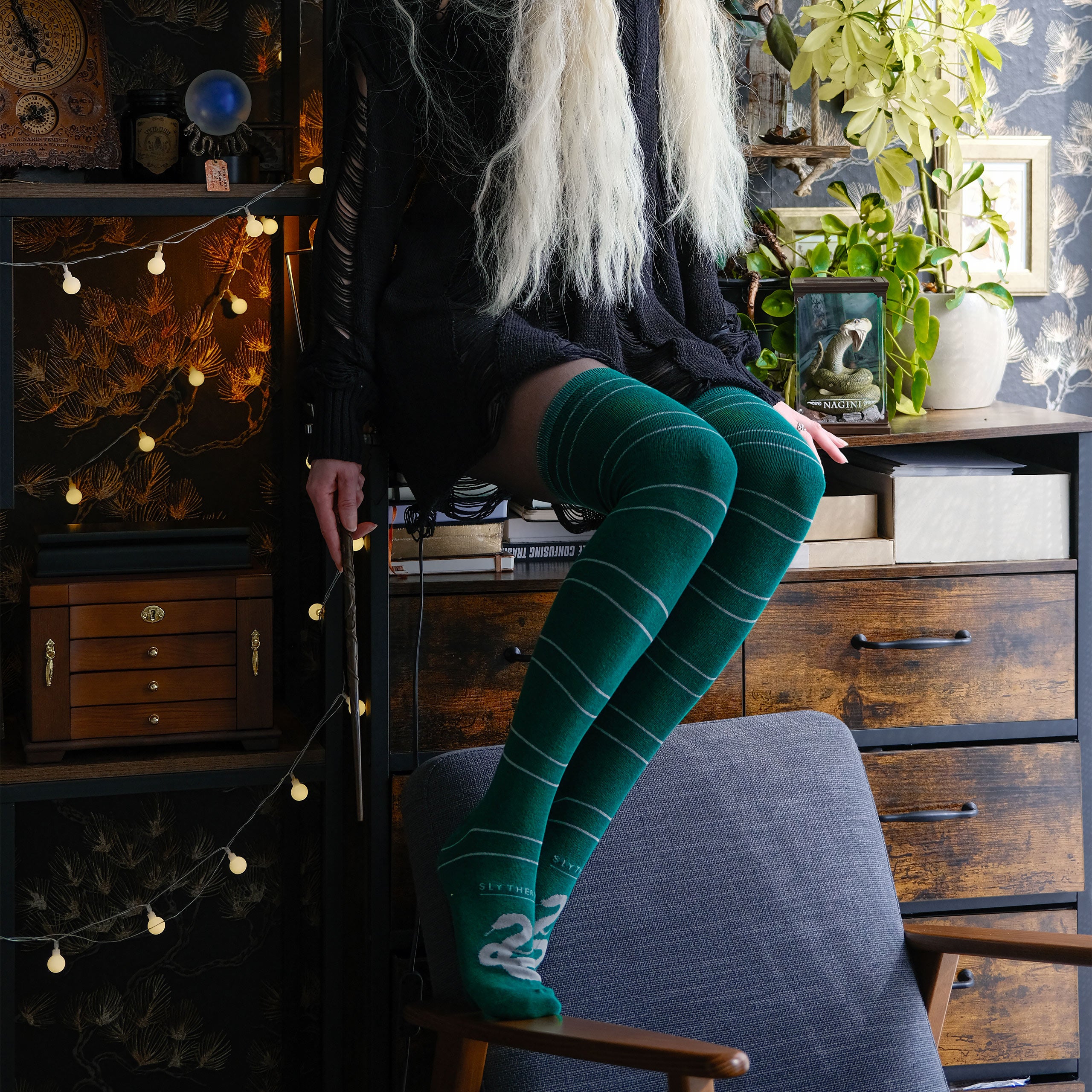 Produktbild Harry Potter - Slytherin Overknee Strümpfe 2er Set