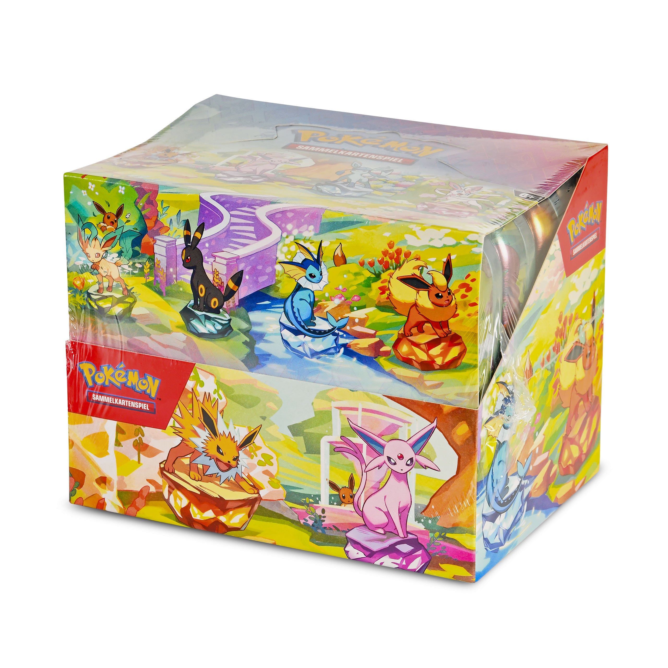 Produktbild Pokemon - Karmesin & Purpur Prismatische Entwicklungen Sammelkarten Tin Box 8er Display