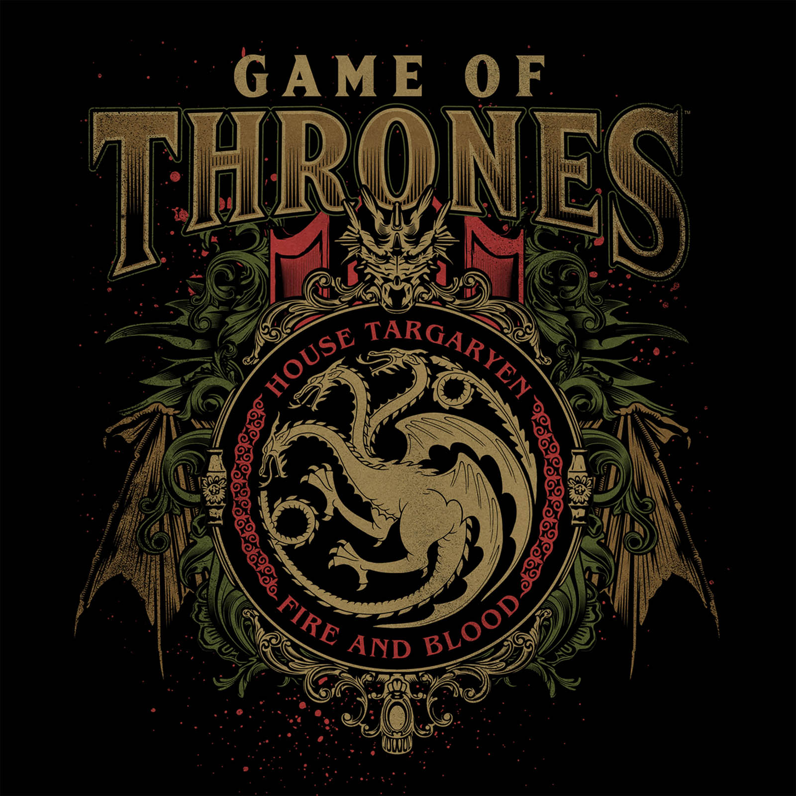 Produktbild Game of Thrones - Targaryen Ornaments T-Shirt schwarz