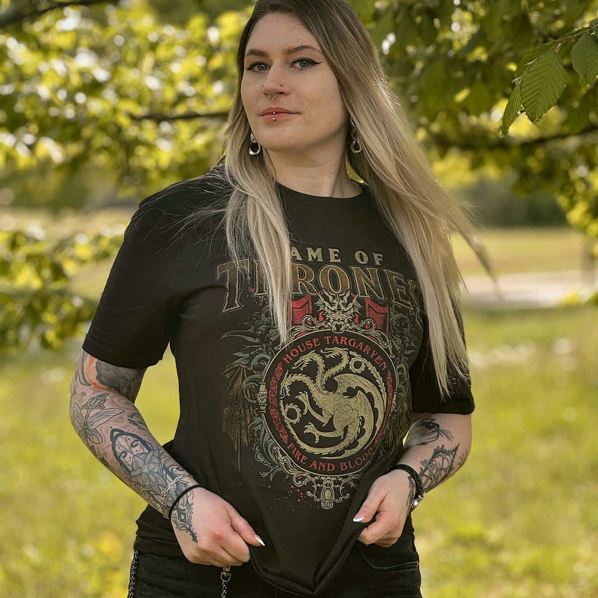 Produktbild Game of Thrones - Targaryen Ornaments T-Shirt schwarz