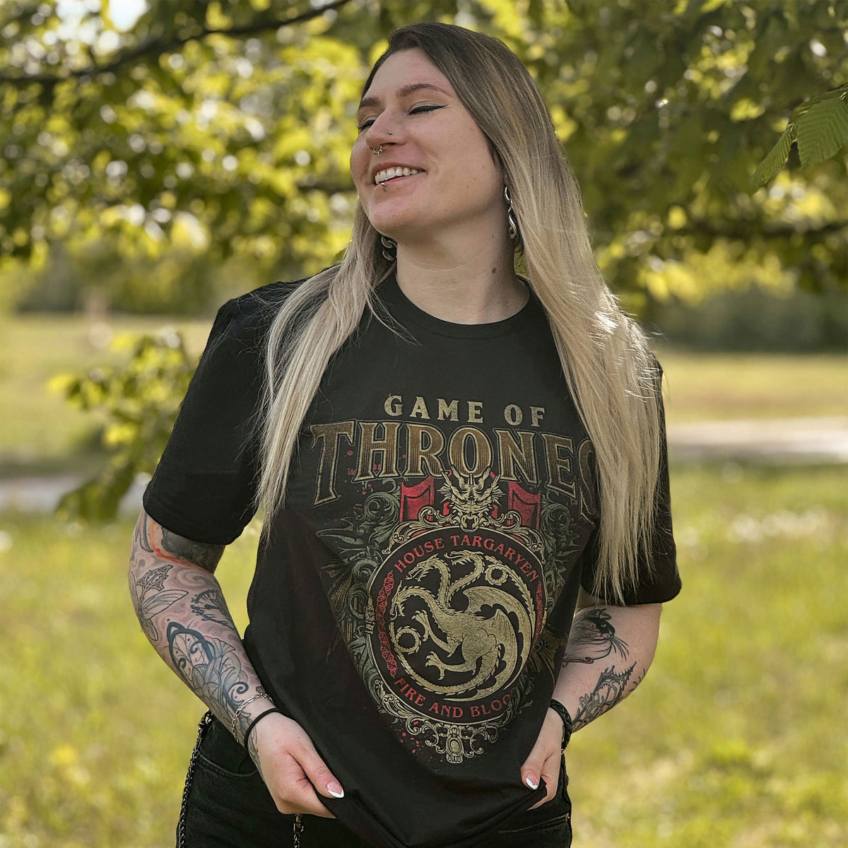 Produktbild Game of Thrones - Targaryen Ornaments T-Shirt schwarz