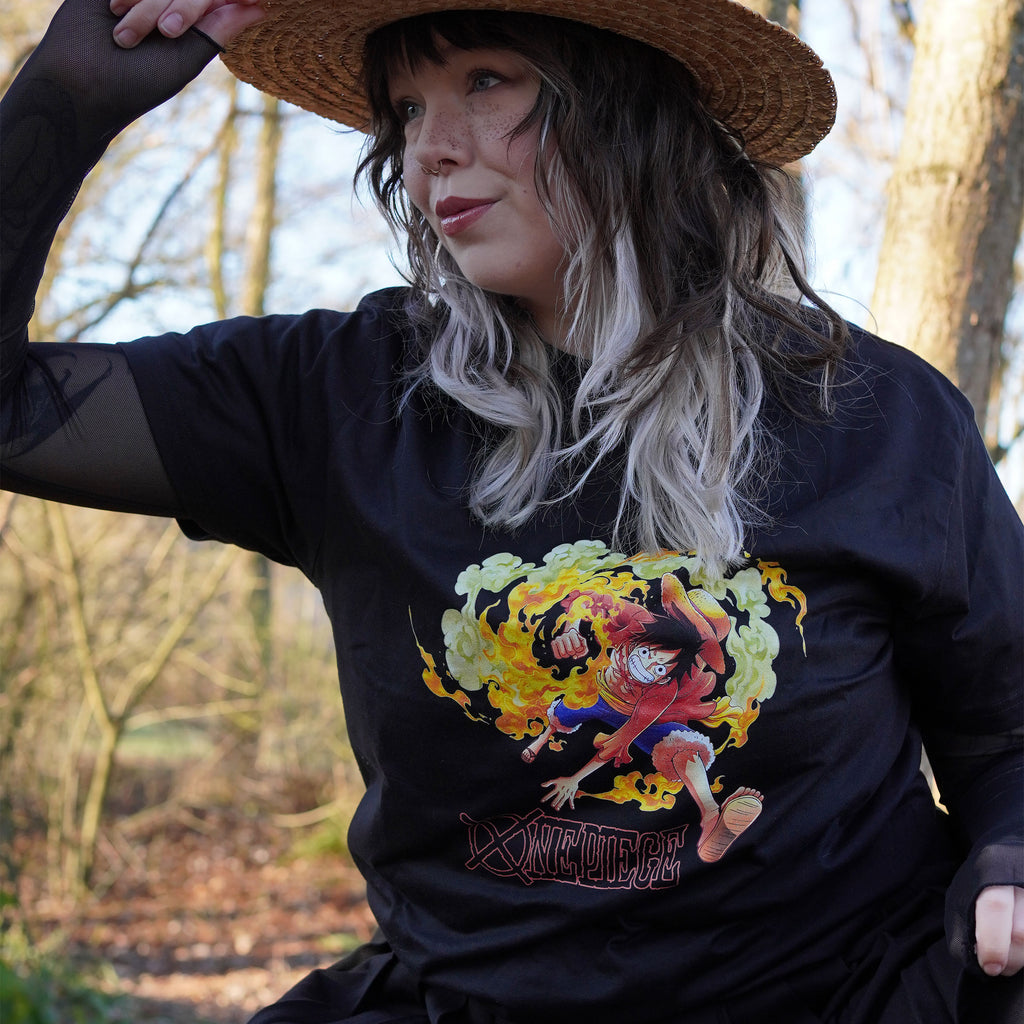 One Piece - Luffy Attacke T-Shirt schwarz