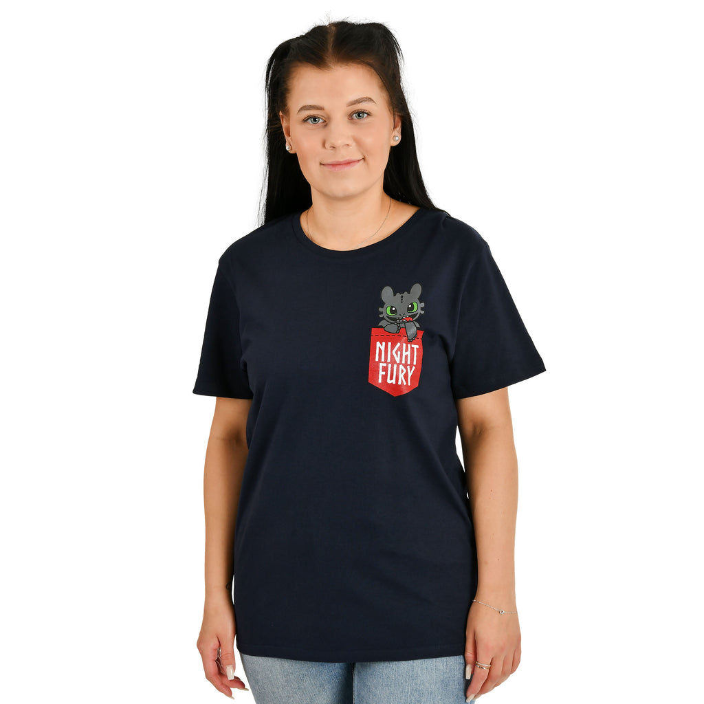 Produktbild Drachenzähmen leicht gemacht - Night Fury Pocket T-Shirt blau