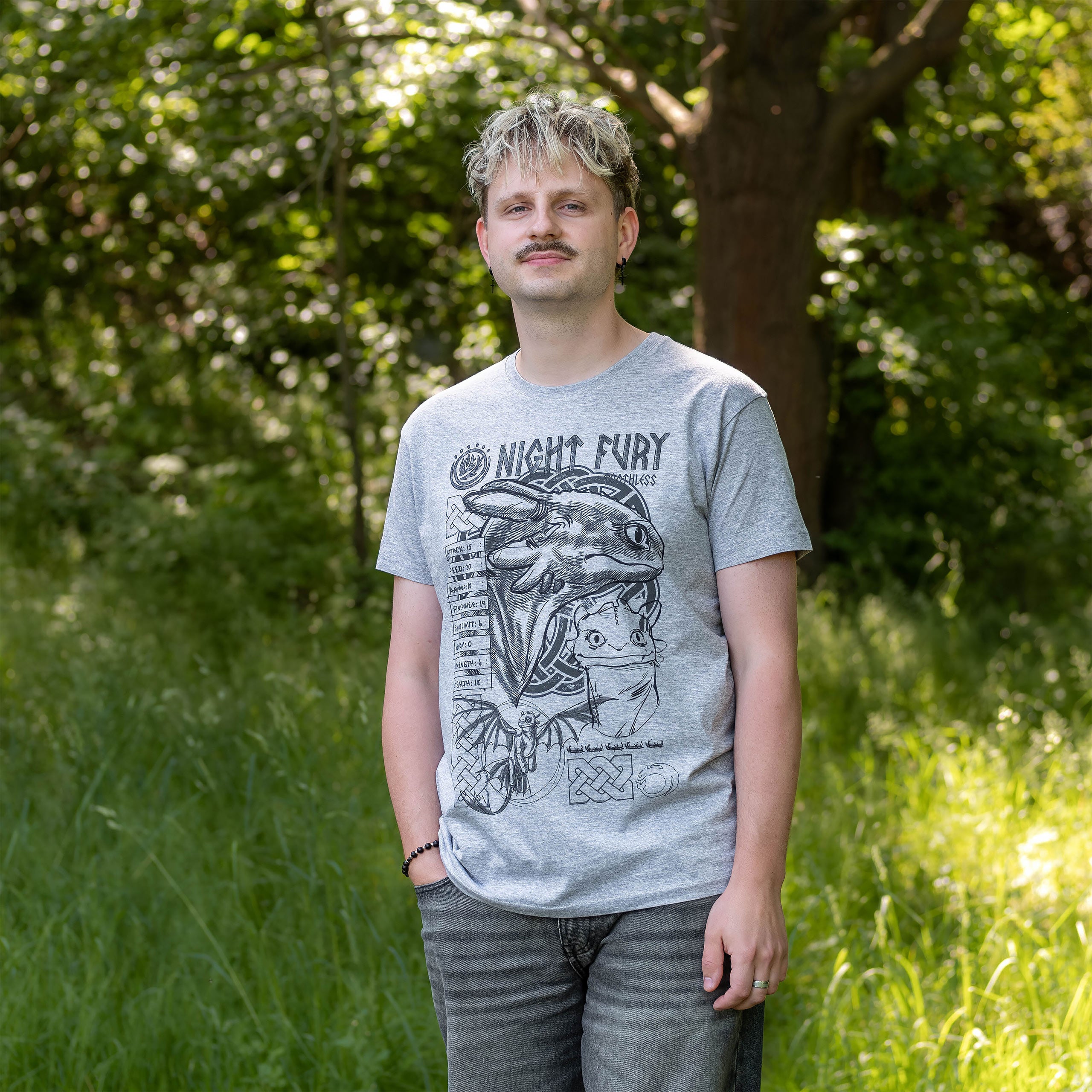 Produktbild Drachenzähmen leicht gemacht - Night Fury Sketch T-Shirt grau