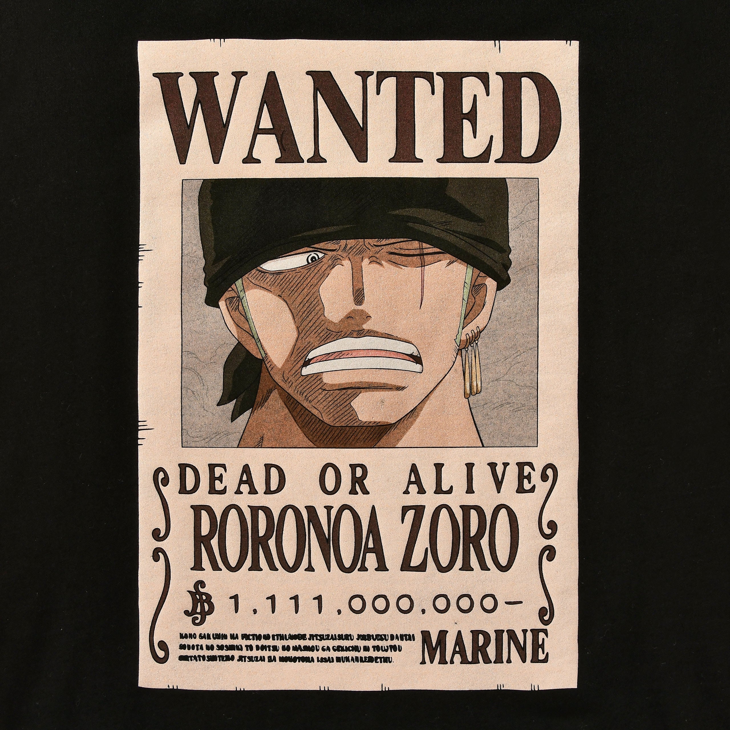 Produktbild One Piece - Roronoa Zoro Wanted T-Shirt schwarz