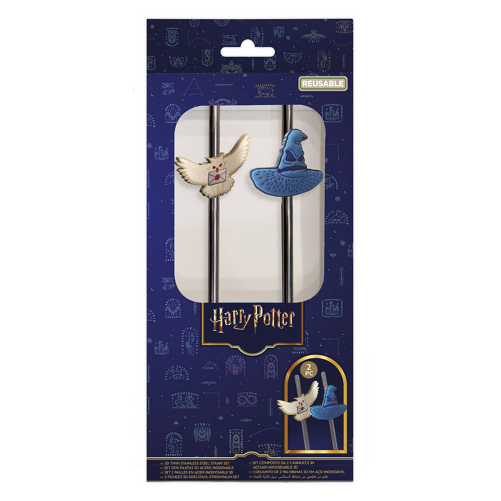 Produktbild Harry Potter - Sprechender Hut und Hedwig Strohhalme 2er Set