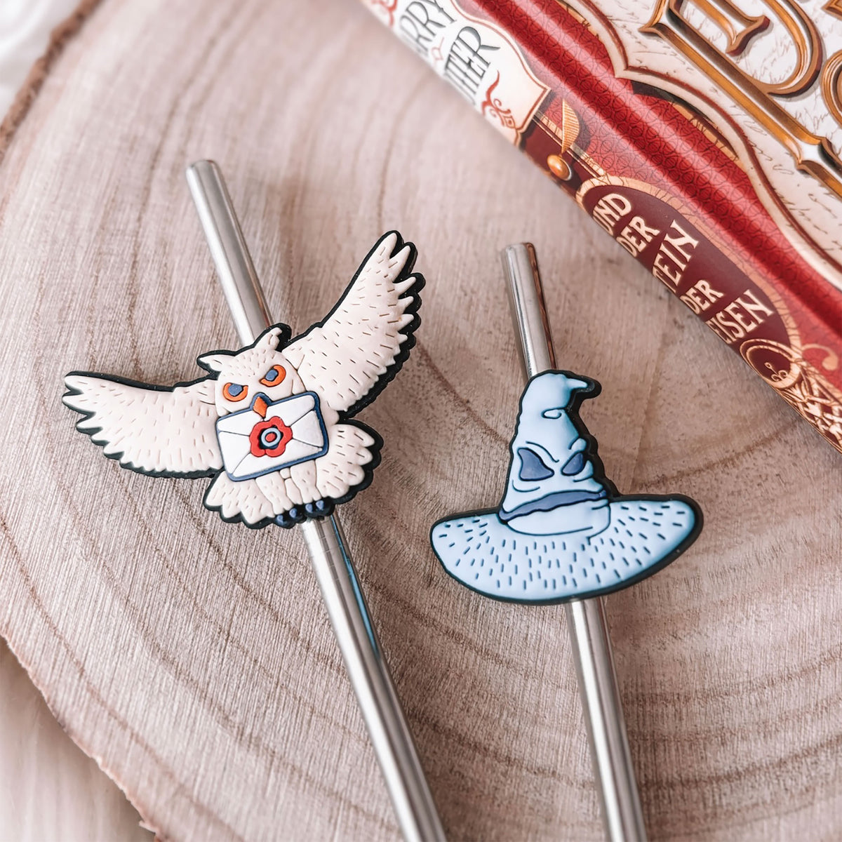Produktbild Harry Potter - Sprechender Hut und Hedwig Strohhalme 2er Set