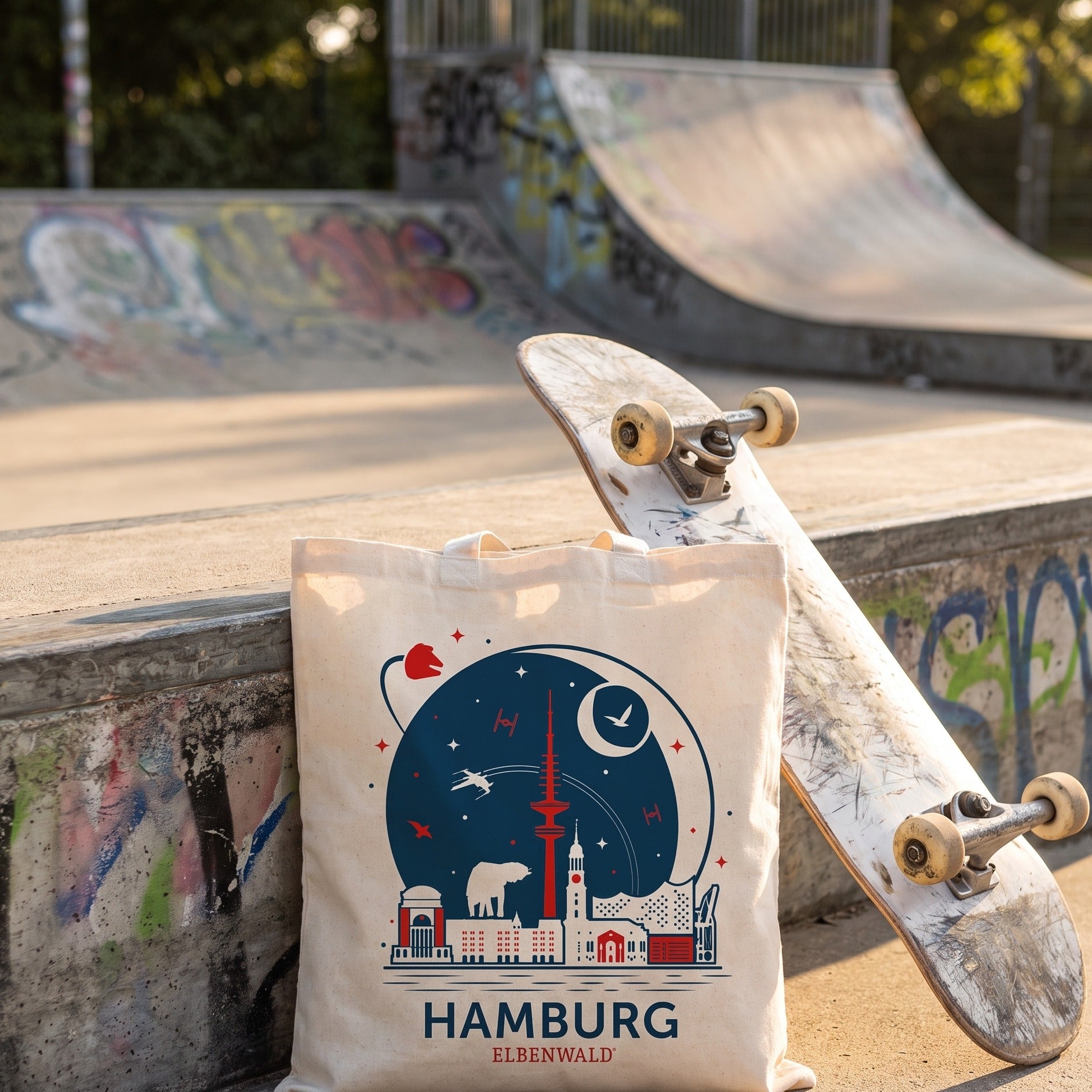 Produktbild Elbenwald in Hamburg Skyline Jutebeutel