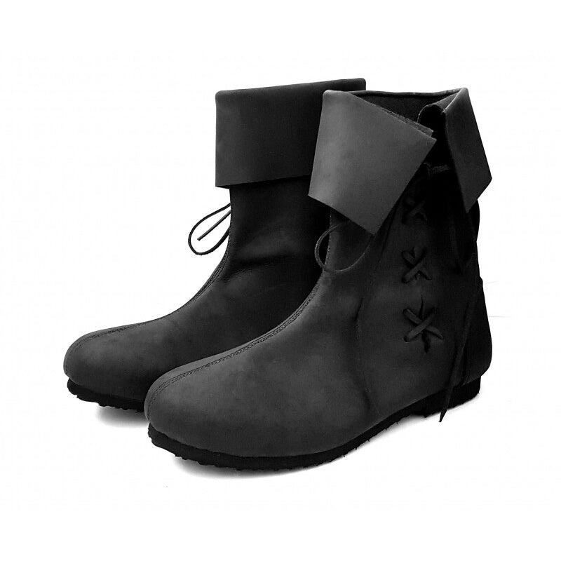 Produktbild Mittelalter Stulpenstiefel aus Nubukleder schwarz