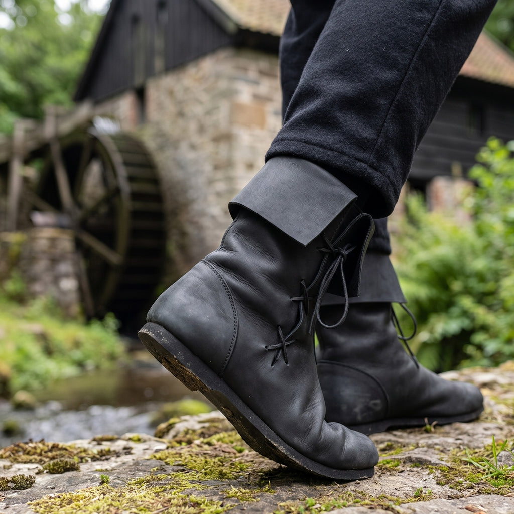 Produktbild Mittelalter Stulpenstiefel aus Nubukleder schwarz