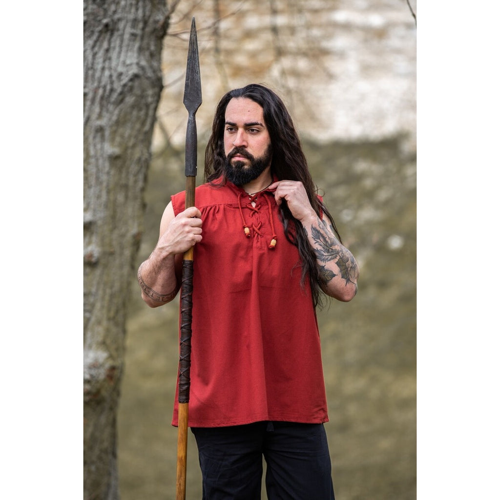 Produktbild Mittelalter Stehkragen Schnürhemd Louis ärmellos rot