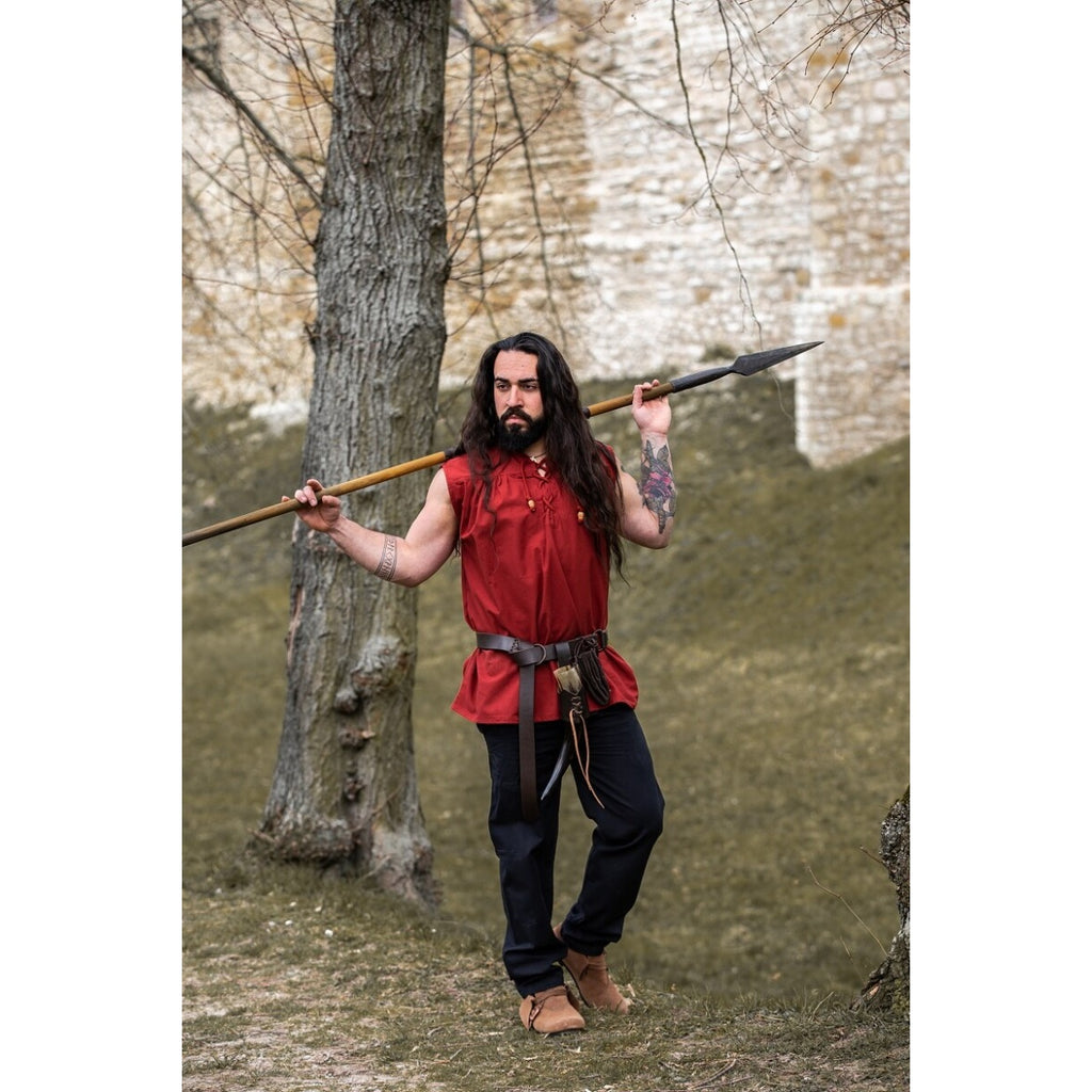 Produktbild Mittelalter Stehkragen Schnürhemd Louis ärmellos rot