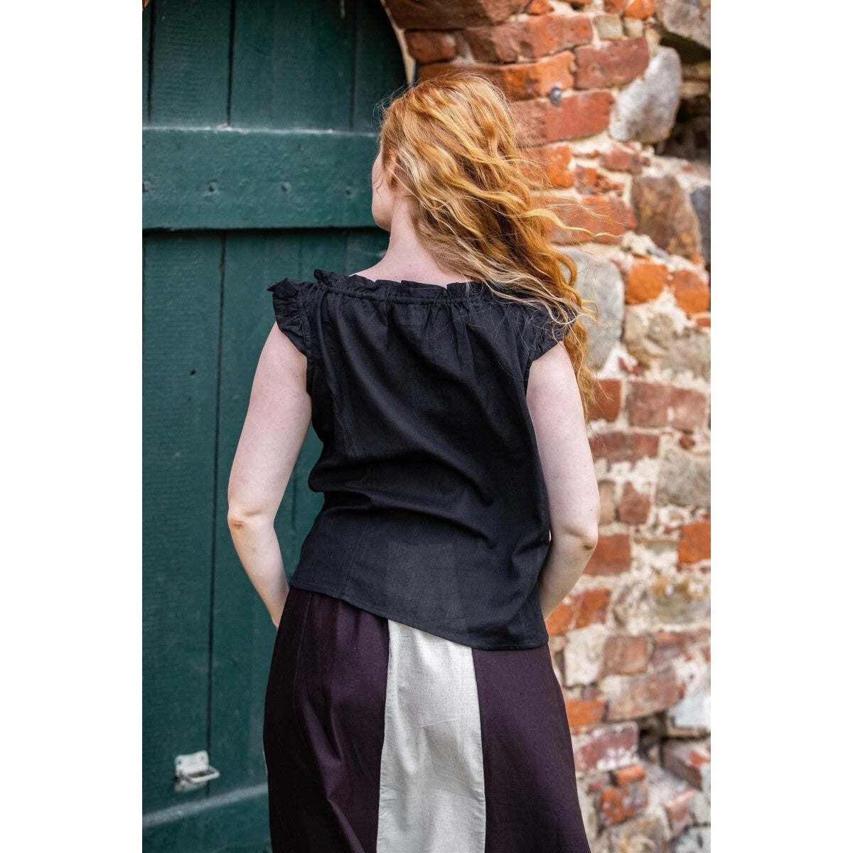 Produktbild Mittelalter Sommerbluse Lotte mit Rüschen schwarz