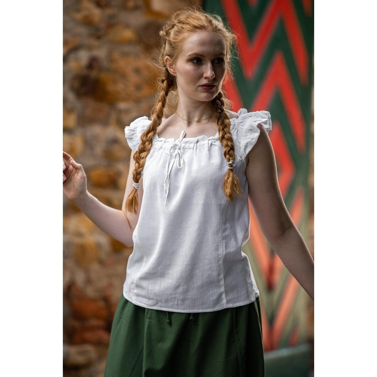 Produktbild Mittelalter Sommerbluse Lotte mit Rüschen weiß