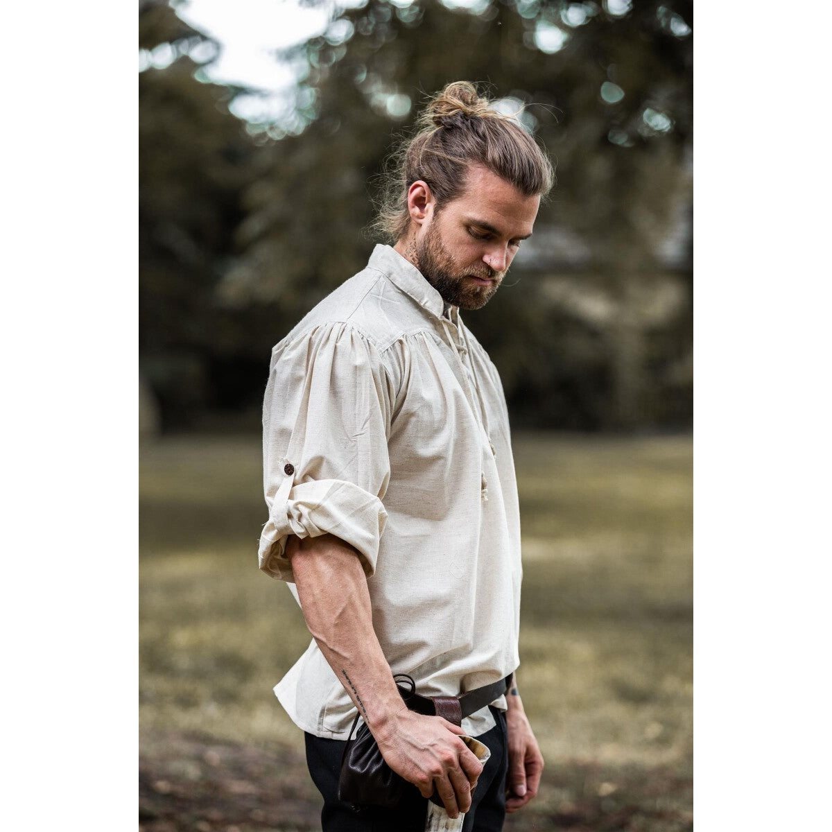 Produktbild Mittelalter Stehkragen Schnürhemd Bruno beige