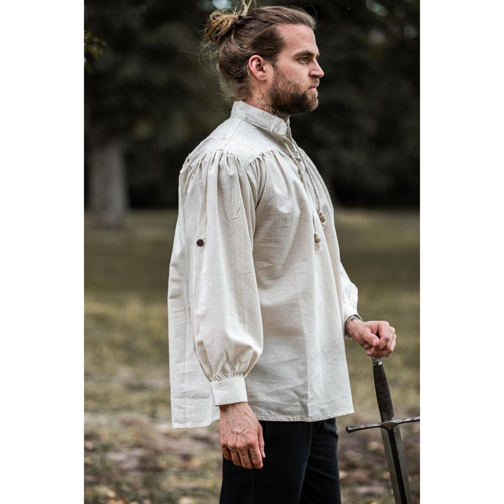 Produktbild Mittelalter Stehkragen Schnürhemd Bruno beige