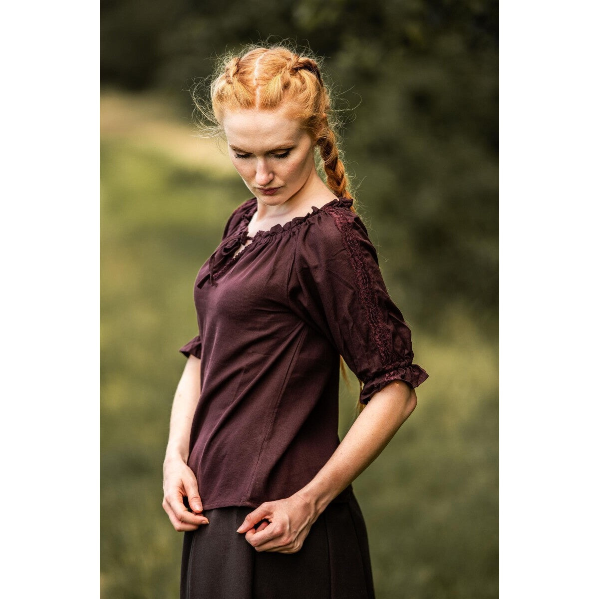 Produktbild Mittelalter Kurzarmbluse Sandra dunkelbraun