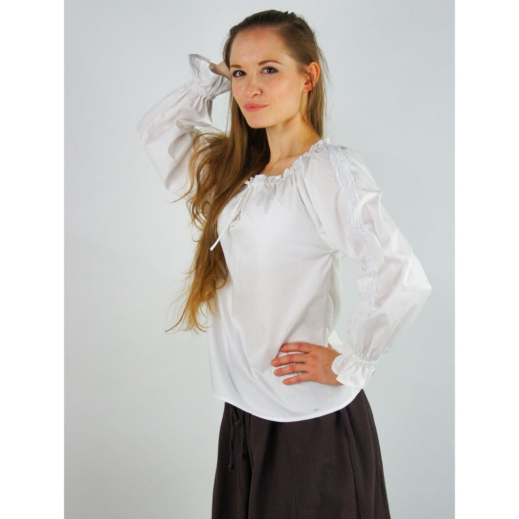 Produktbild Mittelalter Bluse mit Spitze Bettina weiß