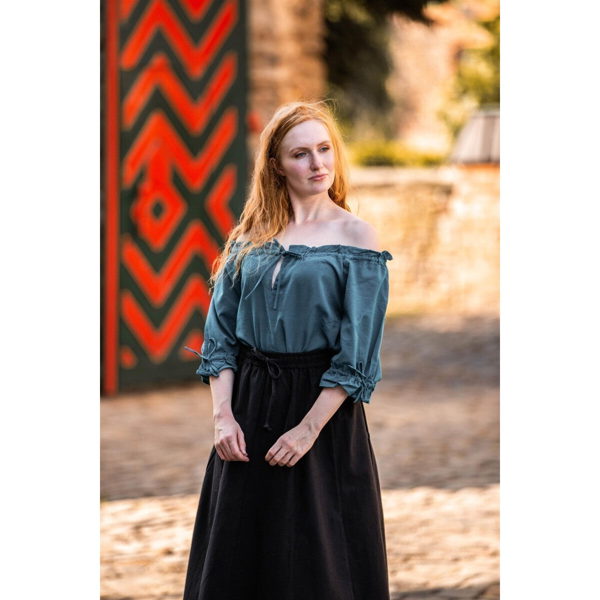 Produktbild Mittelalter Bluse Kurzarm Vera blau