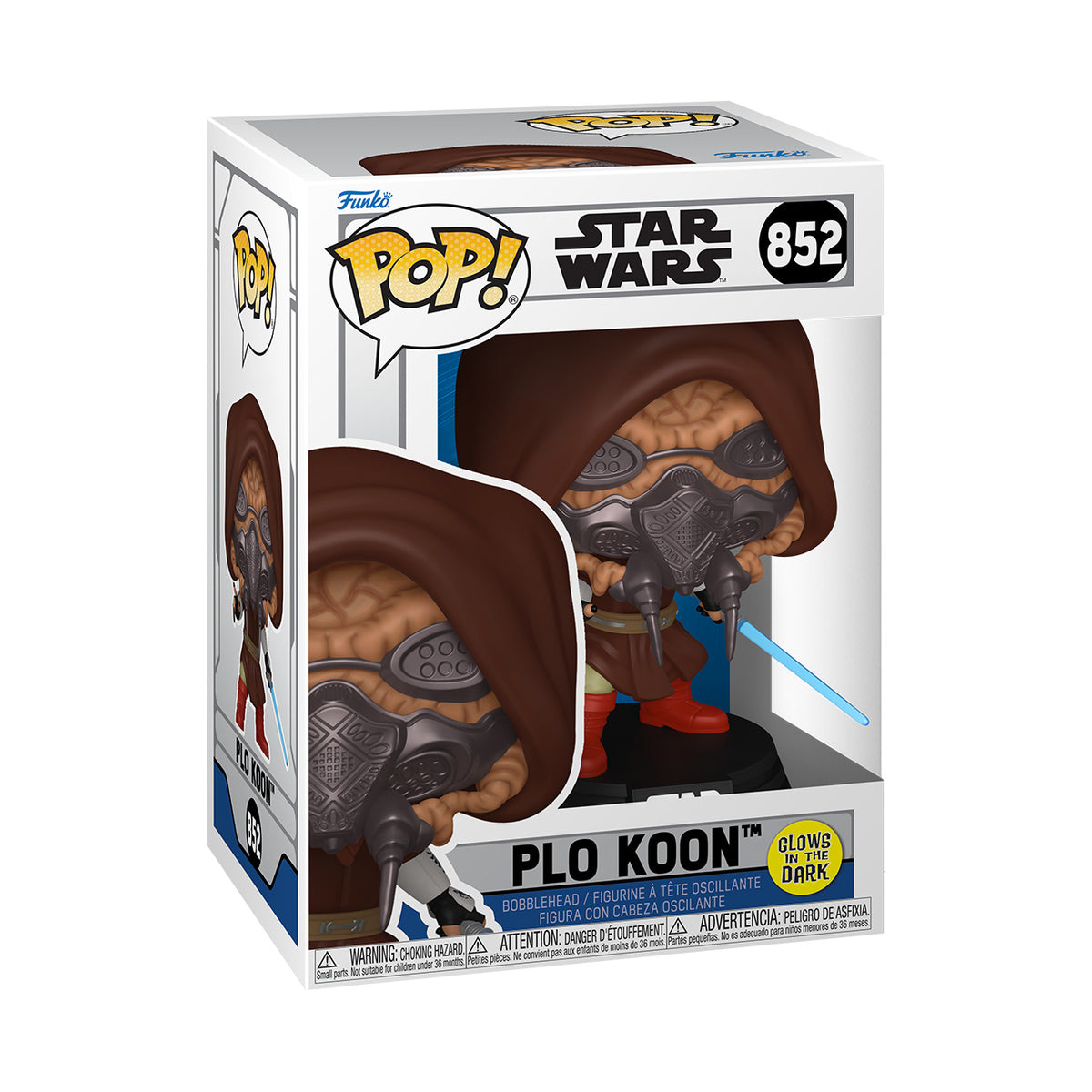 Produktbild Star Wars - Plo Koon Glow in the Dark Funko Pop Wackelkopf-Figur
