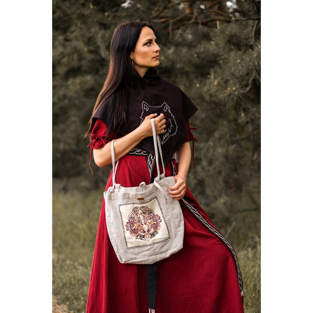 Produktbild Mittelalter Umhängetasche Tora mit Stickerei beige