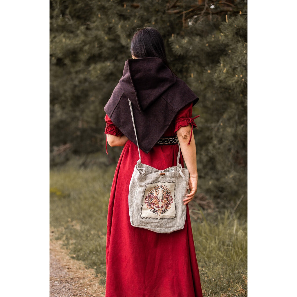 Produktbild Mittelalter Umhängetasche Tora mit Stickerei beige