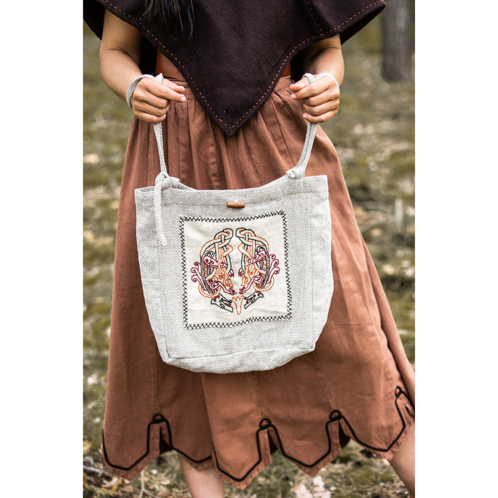 Produktbild Mittelalter Umhängetasche Tora mit Stickerei beige
