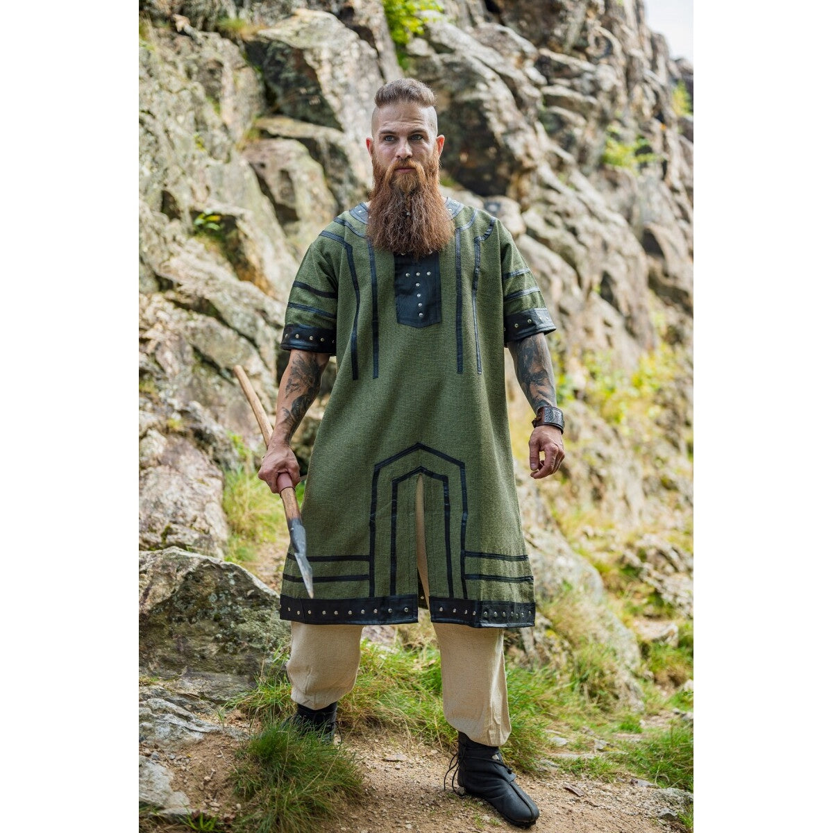 Produktbild Mittelalter Wikinger Tunika Rollo Kurzarm grün