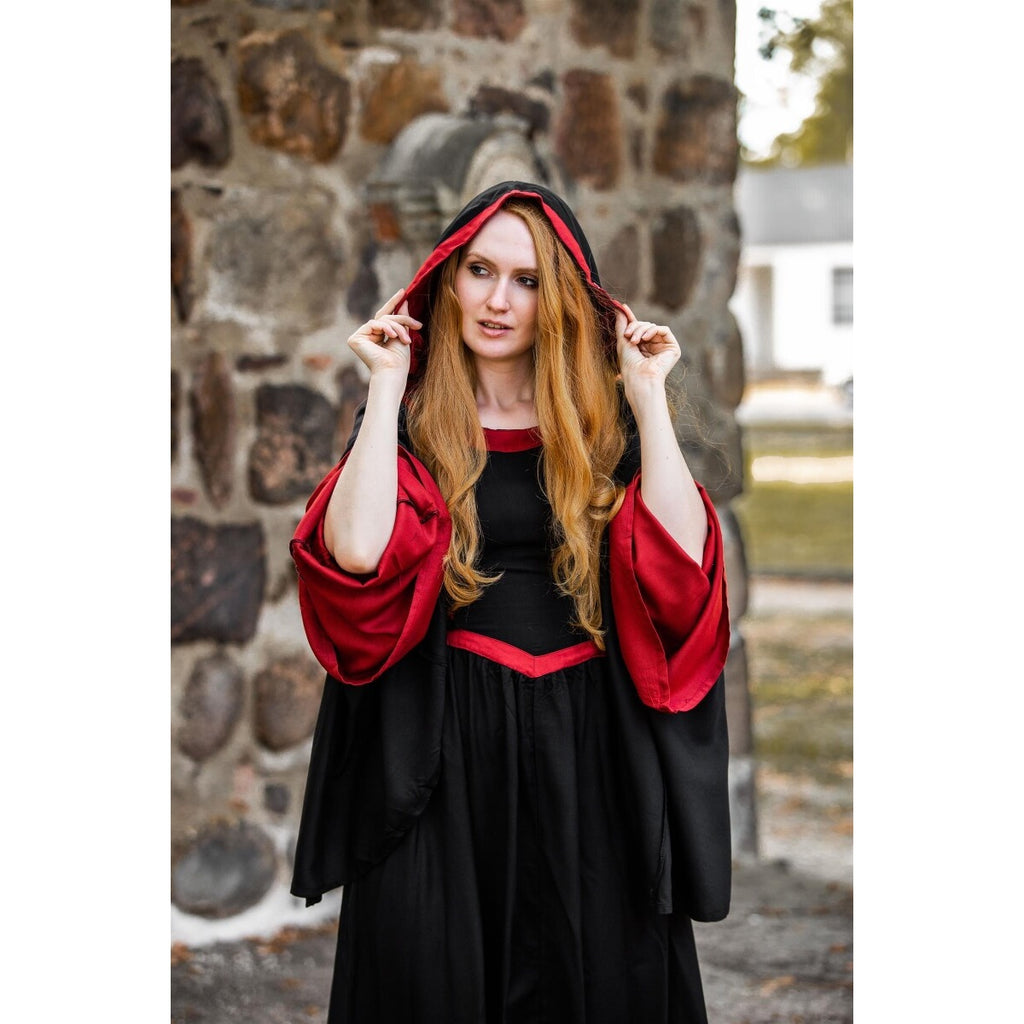 Produktbild Mittelalter Kapuzenkleid Isolde schwarz-rot