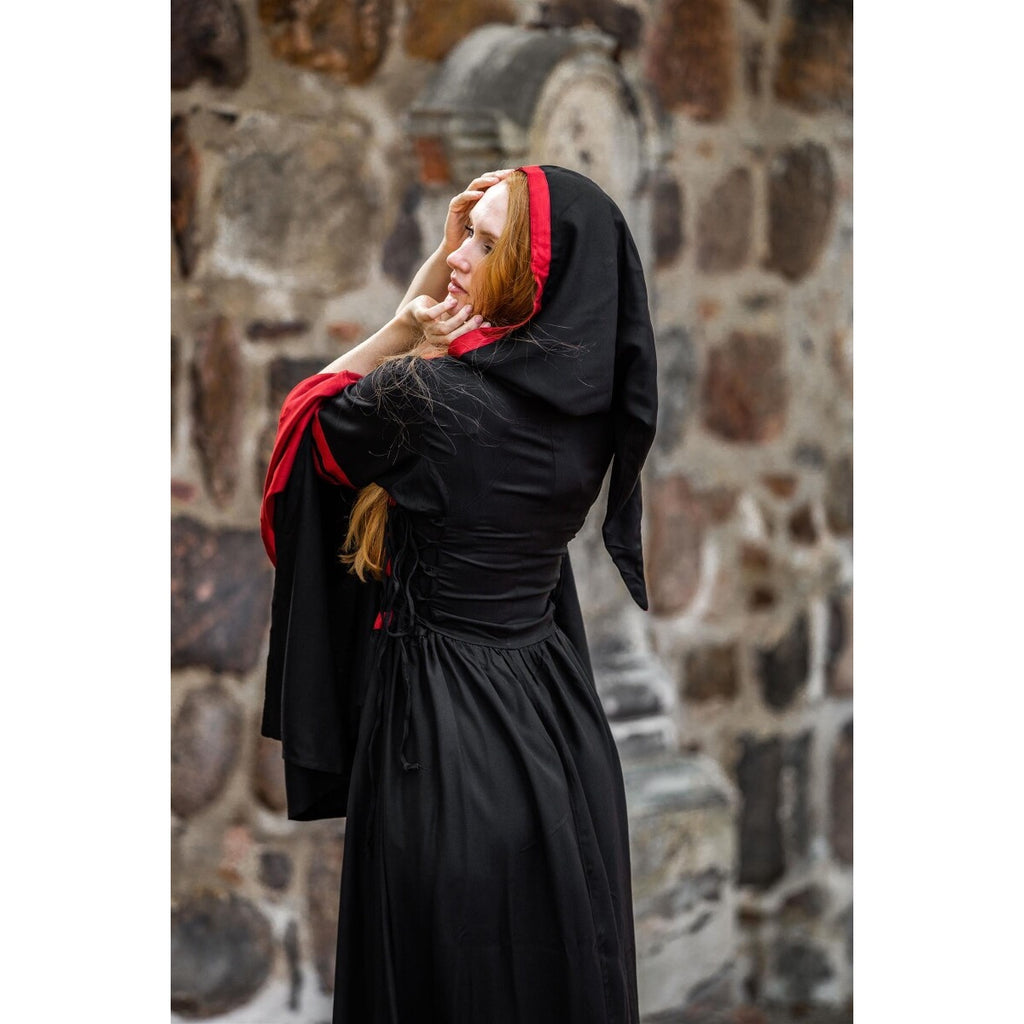 Produktbild Mittelalter Kapuzenkleid Isolde schwarz-rot