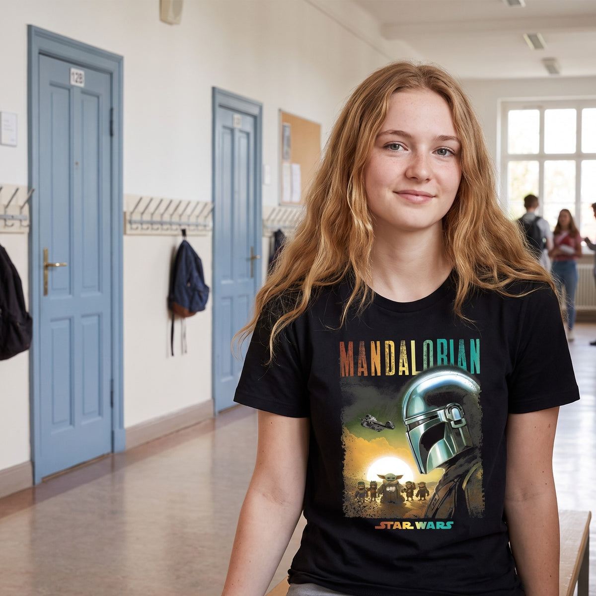 Produktbild Mando und Grogu Poster T-Shirt schwarz - Star Wars The Mandalorian