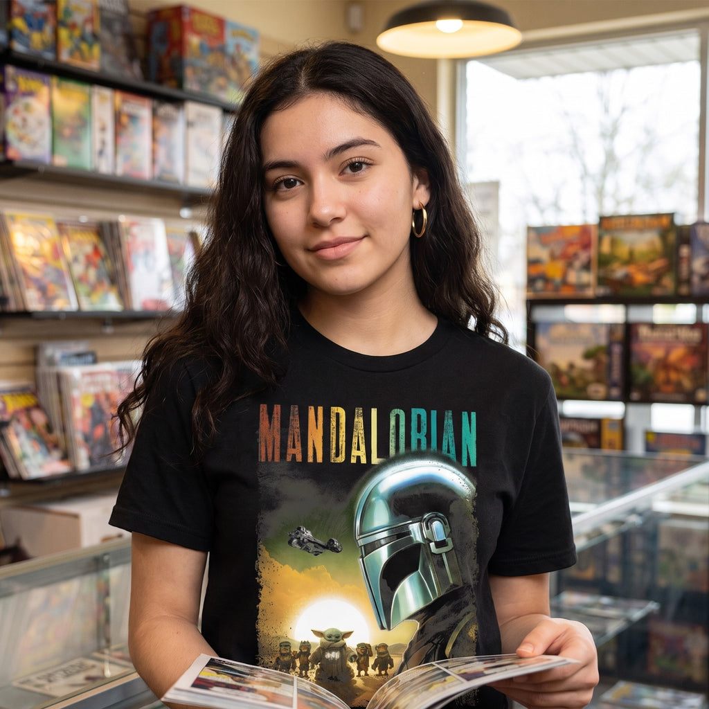 Produktbild Mando und Grogu Poster T-Shirt schwarz - Star Wars The Mandalorian