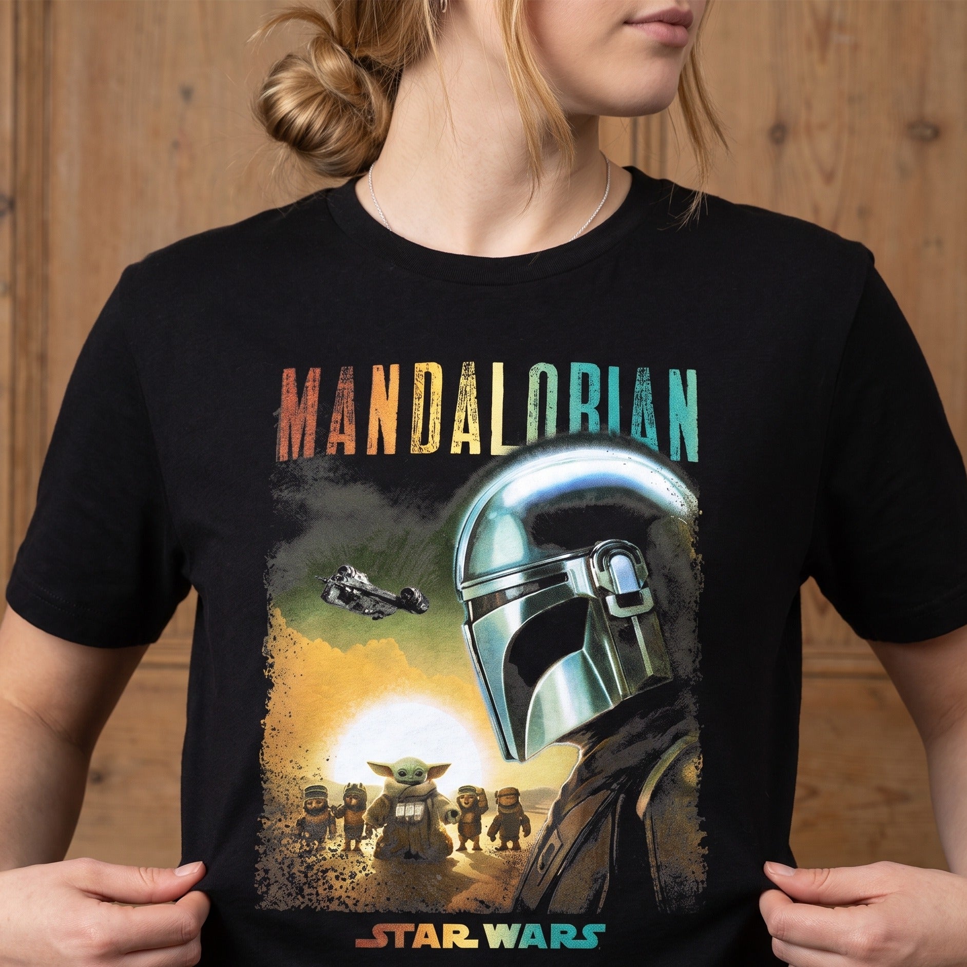 Produktbild Mando und Grogu Poster T-Shirt schwarz - Star Wars The Mandalorian