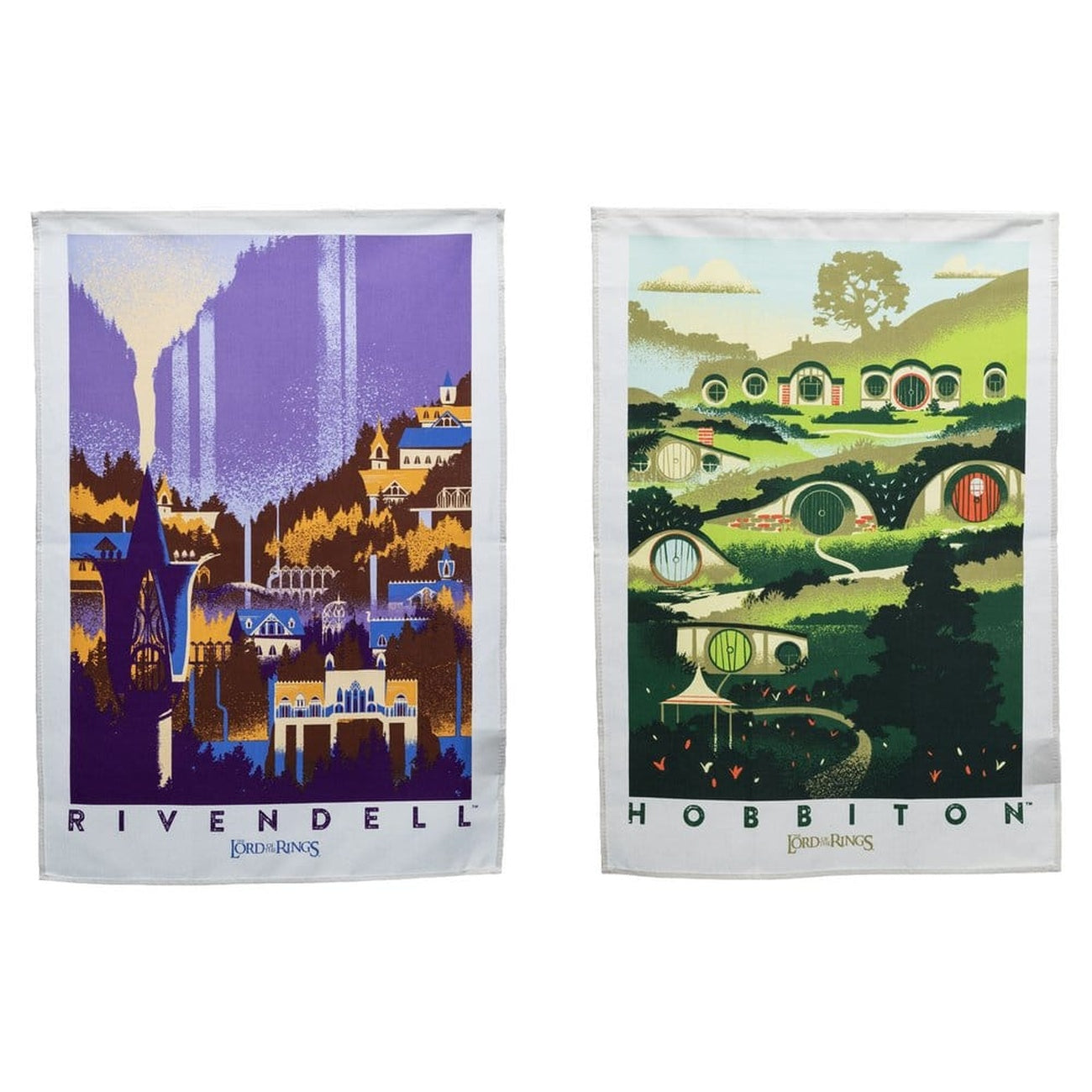 Produktbild Der Herr der Ringe - Rivendell & Hobbiton Geschirrtuch 2er Set