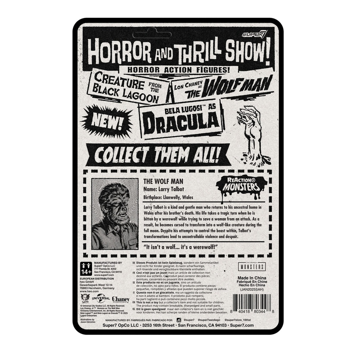 Produktbild Universal Monsters ReAction+ Actionfigur Wave 1 The Wolf Man 10 cm