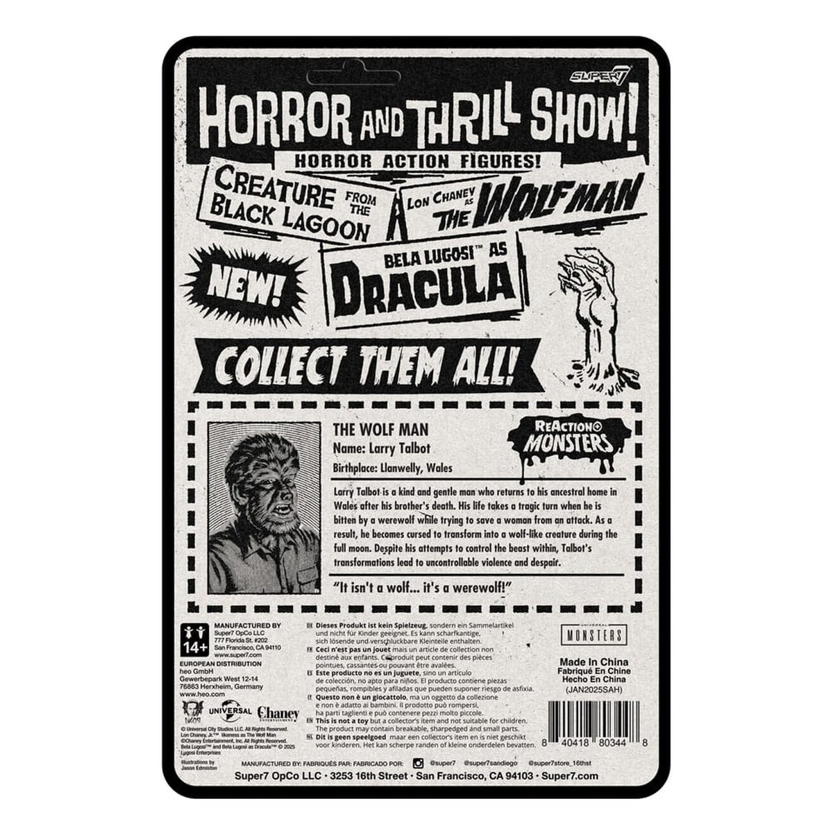 Produktbild Universal Monsters ReAction+ Actionfigur Wave 1 The Wolf Man 10 cm