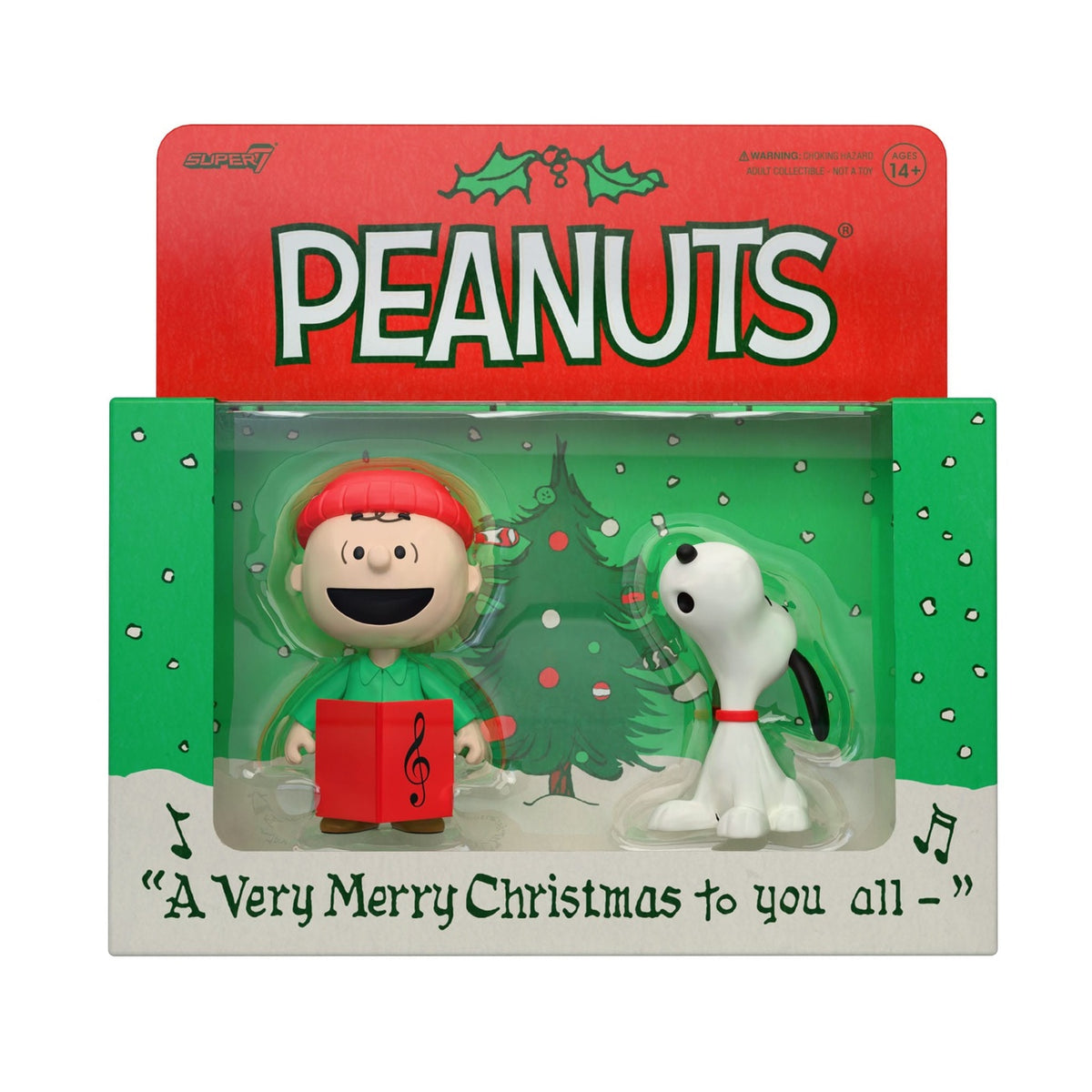 Produktbild Peanuts ReAction Actionfiguren 2er-Pack Charlie Brown and Snoopy (Caroling) 10 cm