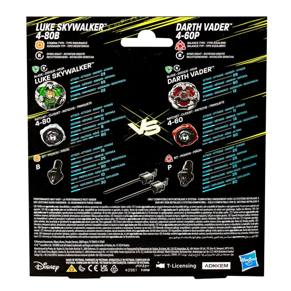 Produktbild Beyblade X und Star Wars Collab Luke Skywalker 4-80B vs. Darth Vader 4-60B