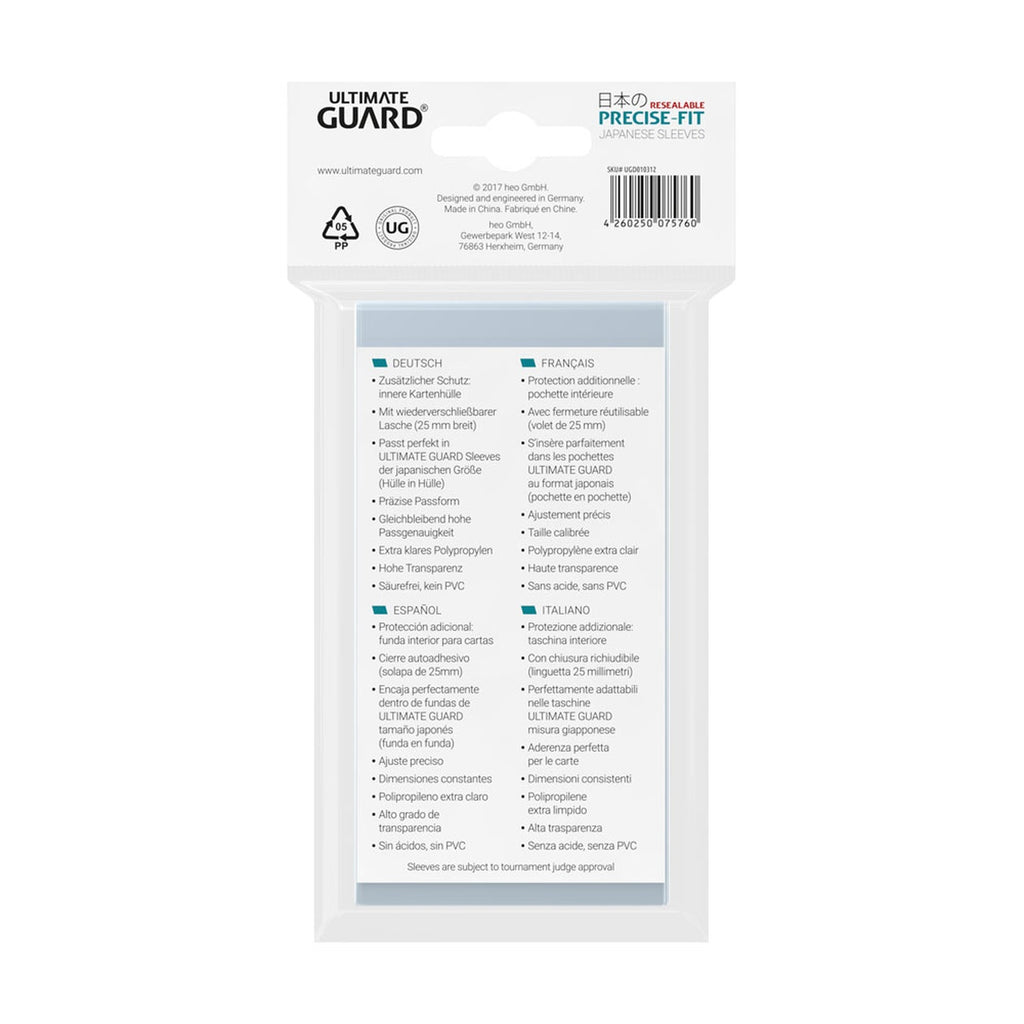 Produktbild Ultimate Guard Precise-Fit Sleeves Japanese Size (100) - Resealable