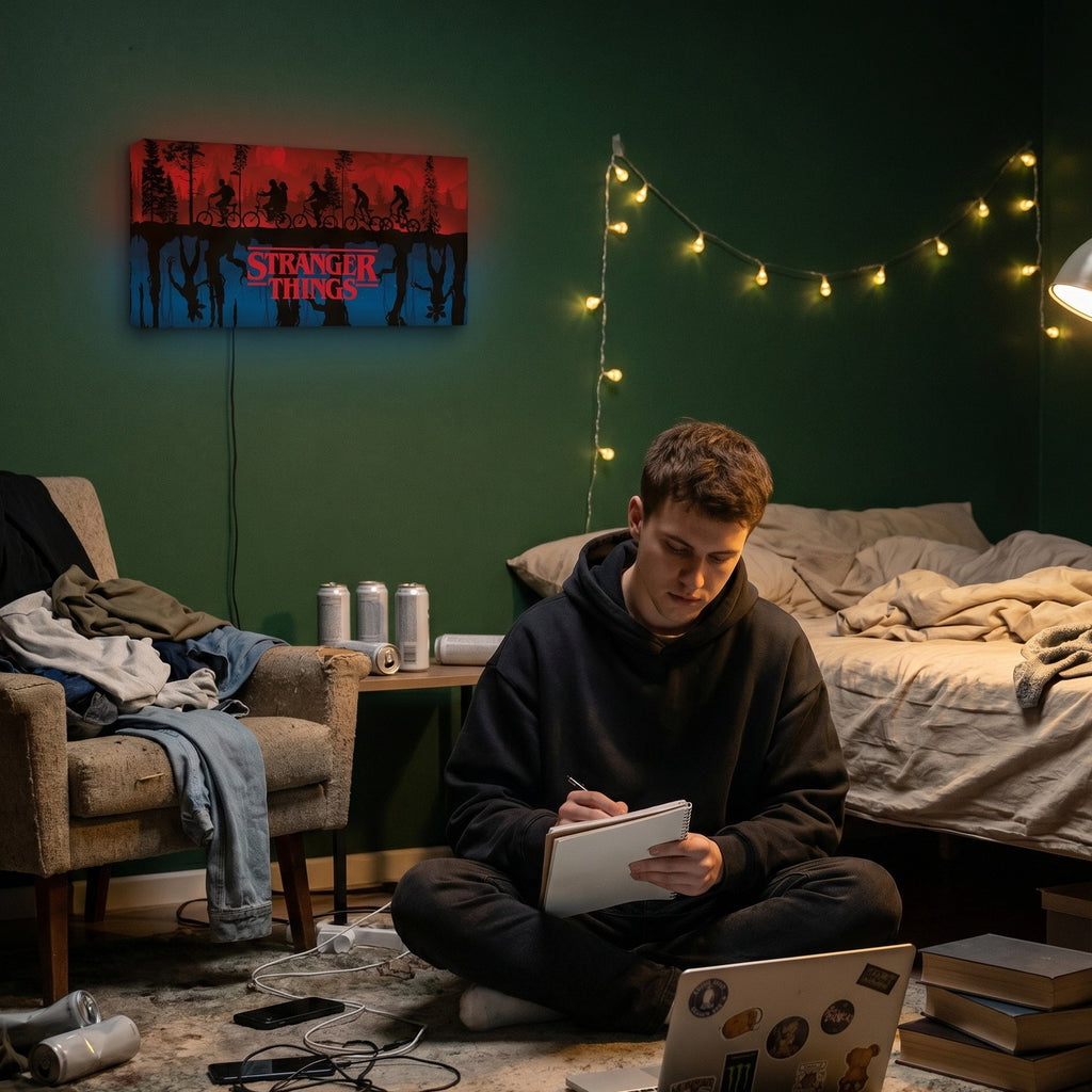 Produktbild Stranger Things - Two Worlds Wandbild mit Licht