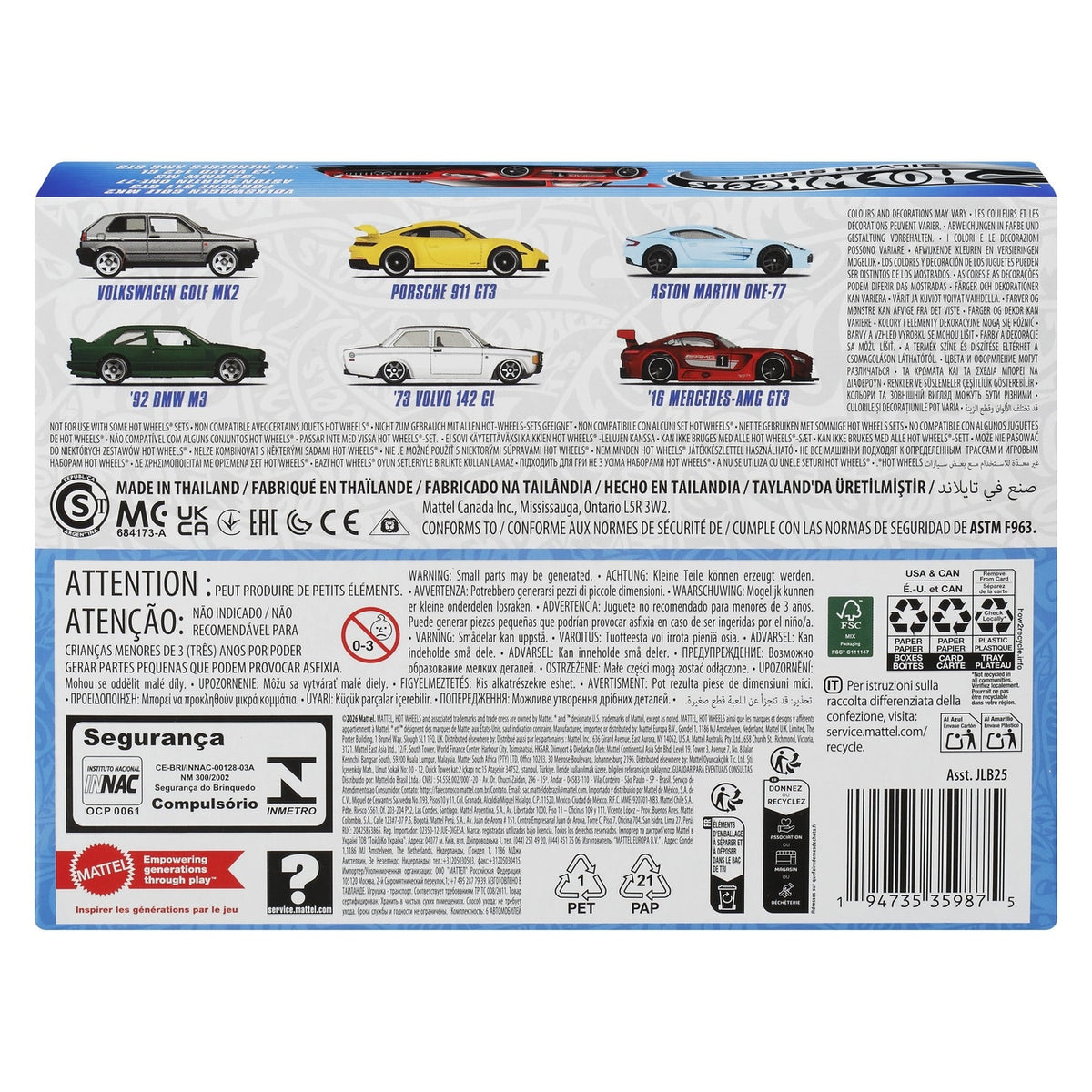 Produktbild Hot Wheels Silver Series Die-Cast Fahrzeuge 6er-Pack 1/64 Euro Style