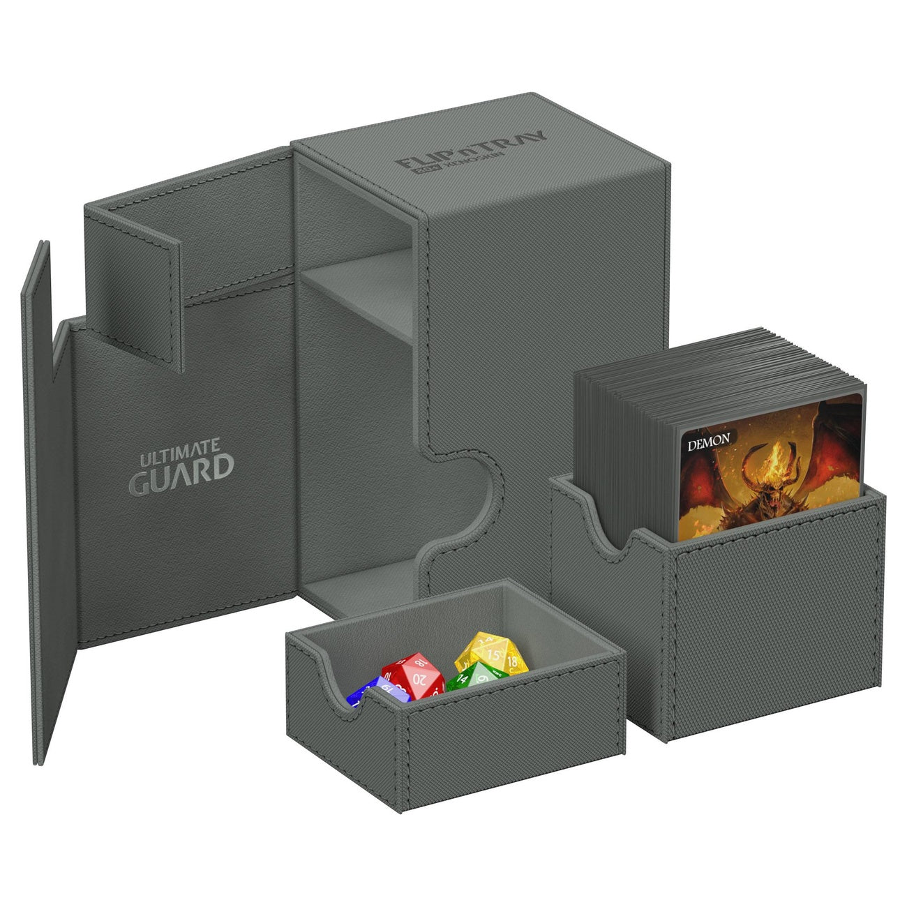 Produktbild Ultimate Guard Flip'n'Tray 80+ XenoSkin Deckbox grau