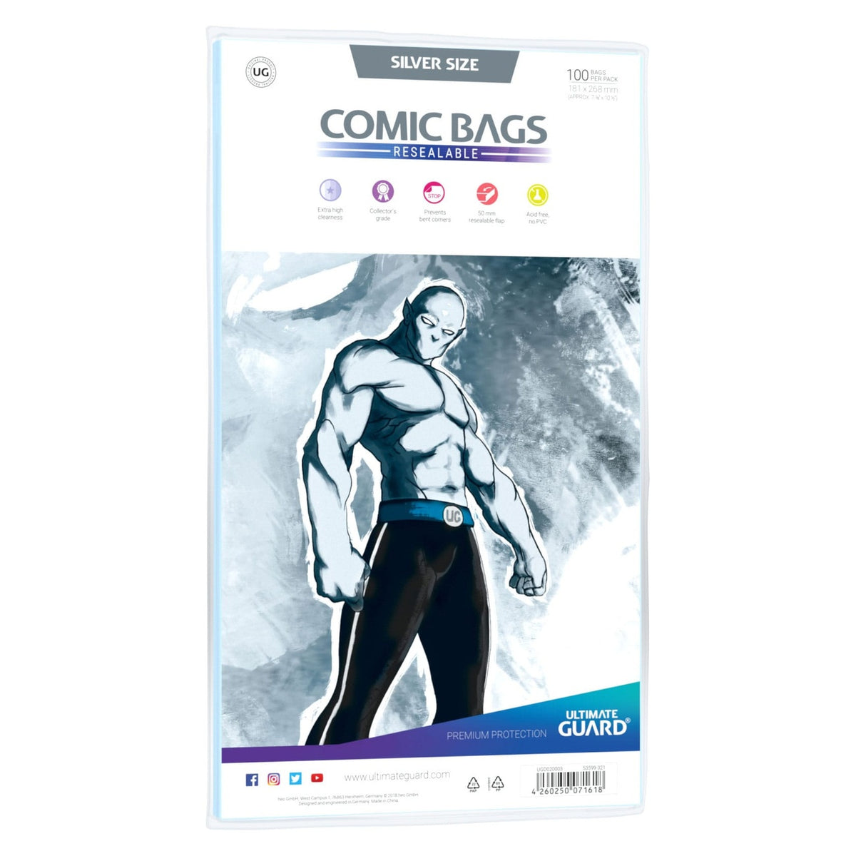 Produktbild Ultimate Guard Comic Bags Resealable (100) - Silver Size