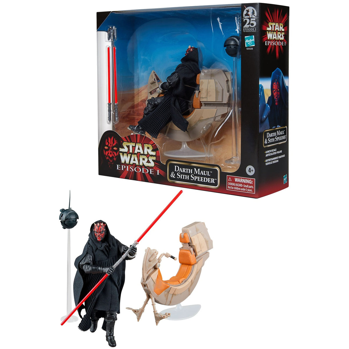 Produktbild Star Wars Episode I Black Series Fahrzeug mit Actionfigur Darth Maul & Sith Speeder 25th Anniversary