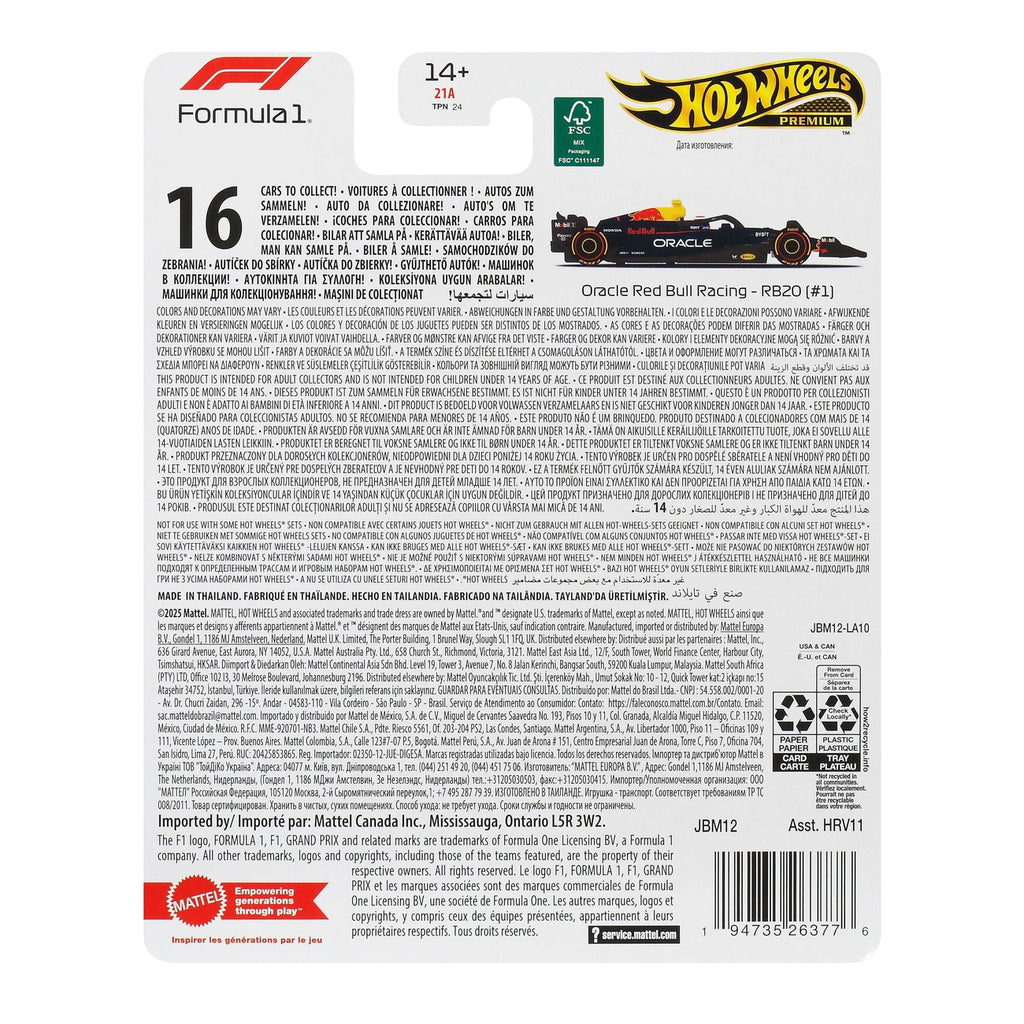 Produktbild Formel 1 Hot Wheels Premium Diecast Modellauto 1/64 Oracle Red Bull Racing RB20 (#1) (Max Verstappen 2024)